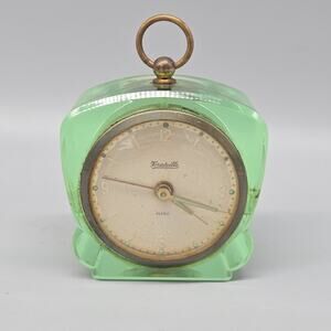 Vintage Mint Green Forestville Clock Clear Plastic Resin Retro Decor MCM Germany